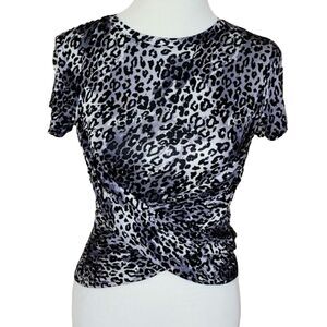 NWT Socialite Animal Print Faux Wrap Top Size Small‎